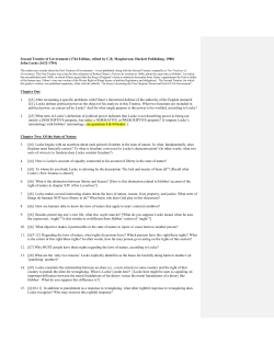 Study/Reading Questions for John Locke, Second Treatise of
