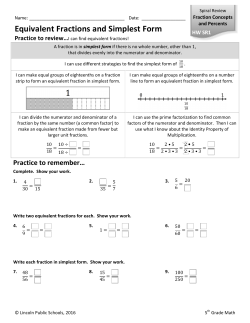 Equivalent Fractions and Simplest Form Practice to review&hellip;