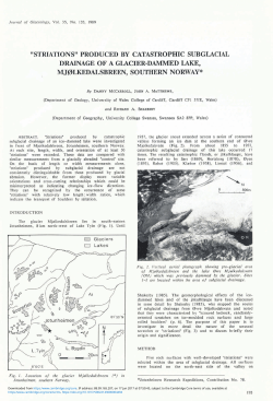 "striations" produced by catastrophic subglacial drainage of a glacier