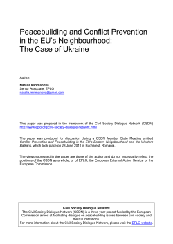 Peacebuilding and Conflict Prevention in the EU Neighborhood: the