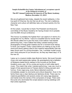 Sangita Kalanidhi-elect Sanjay Subrahmanyan`s acceptance