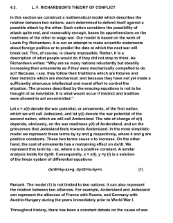 4.3. LF RICHARDSON`S THEORY OF CONFLICT In