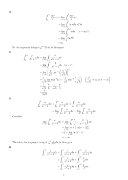 17 ∫ ∞ lnx x dx = lim ∫ t lnx x dx = lim ∫ t lnx(lnx