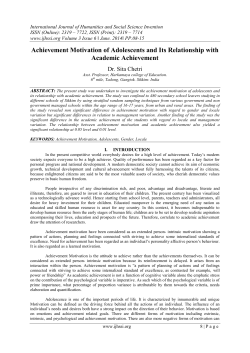 Achievement Motivation of Adolescents and Its Relationship