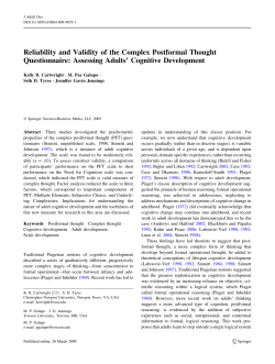 Reliability and Validity of the Complex Postformal Thought