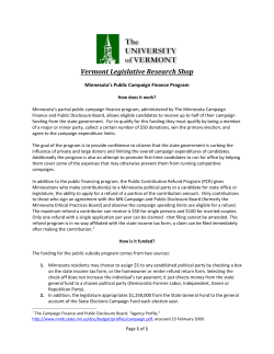 Minnesota`s Public Campaign Finance Program