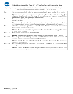 Major Changes for the 2016-17 and 2017-18 Water Polo
