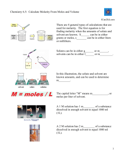 Chemistry 6.5: Calculate Molarity From Moles and Volume There are