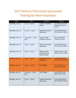 Date Time Location Address Saturday, Jan. 14 9 a.m.