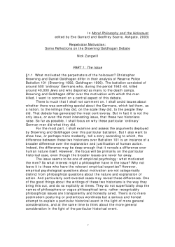 In Moral Philosophy and the Holocaust, edited by Eve Garrard and