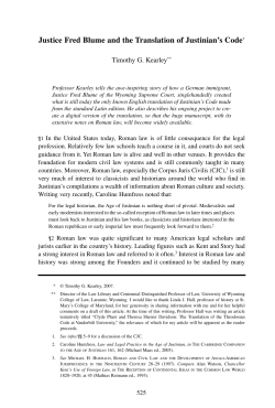 Justice Fred Blume and the Translation of Justinian`s Code*