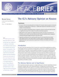 The ICJ`s Advisory Opinion on Kosovo