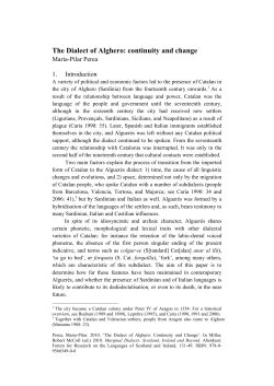 the dialect of alghero: continuation and change
