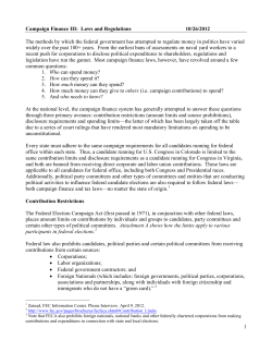 Campaign Finance Federal Laws and Regulations