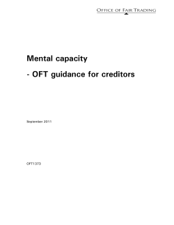 oft1373 Mental Capacity - OFT`s guidance for creditors