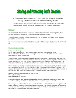 Caring For and Protecting God`s Creation