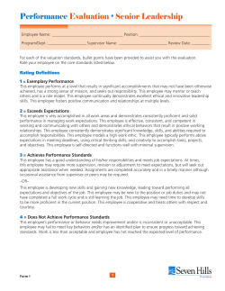 Performance Evaluation &bull; Senior Leadership