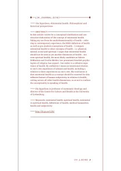 lir.j.6(16) 7 LIR.JOURNAL.6(16) Ola Sigurdson, »Existential health