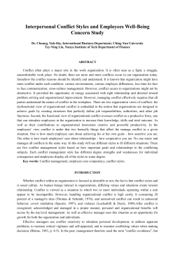 Interpersonal Conflict Styles and Employees Well-Being