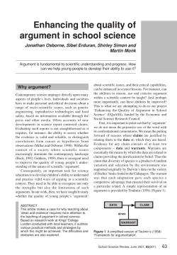 Enhancing the quality of argument in school science