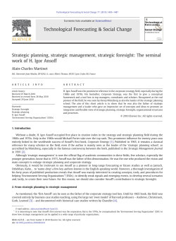 Strategic planning, strategic management, strategic foresight: The