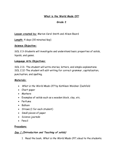 Day 1 (Introduction and Teaching of solids) What is the World Made