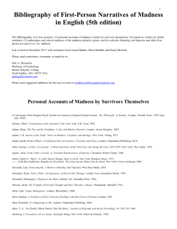 Bibliography of First-Person Narratives of Madness In English (5th