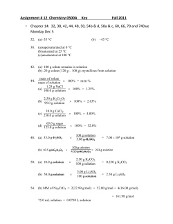 Assignment # 12 Chemistry 0500A Key Fall