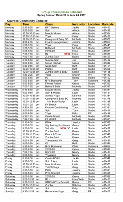 Spring Group Fitness Schedule