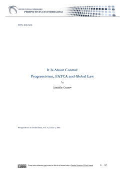 It Is About Control: Progressivism, FATCA and Global Law