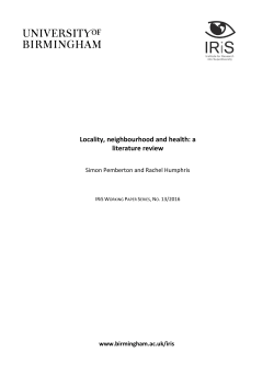 Locality, neighbourhood and health: a literature review
