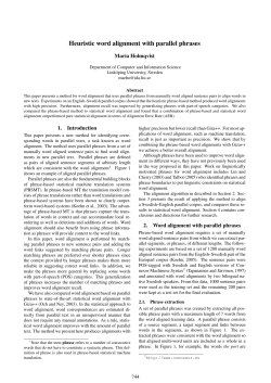 Heuristic word alignment with parallel phrases