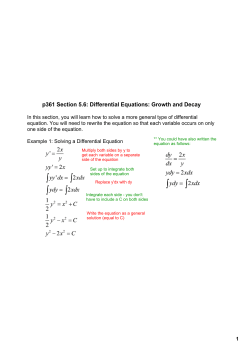 p361 Section 5.6: Differential Equations: Growth and Decay