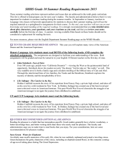 Grade 10 Summer Reading Requirements / Recommendations