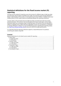 Statistical definitions for the fixed income market (FI) reporting