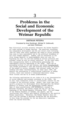 3 Problems in the Social and Economic Development of the Weimar
