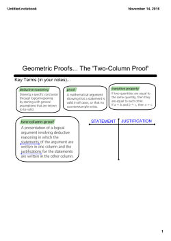 Geometric Proofs... The `TwoColumn Proof`