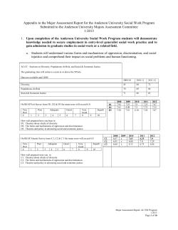 Appendix to the Major Assessment Report for the Anderson