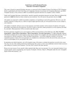 Social Issues and Professional Practice Outcomes Assessment