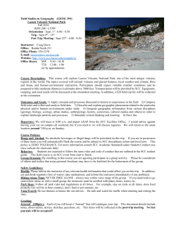 Field Studies in Geography (GEOG 394) Lassen Volcanic National