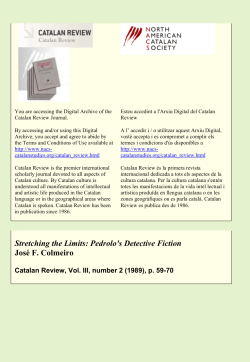 Stretching the Limits: Pedrolo`s Detective Fiction Jos&eacute; F