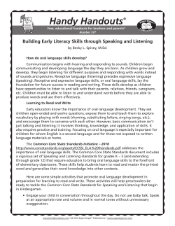 Building Early Literacy Skills through Speaking and Listening
