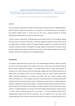 Teaching Experimental Political Science – Reloaded