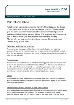 Pain relief in labour - Royal Berkshire Hospital