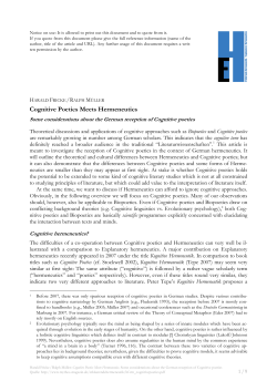 Cognitive Poetics Meets Hermeneutics - Mythos