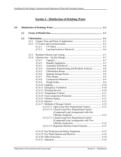 Section 4 &ndash; Disinfection of Drinking Water