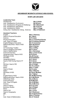 ARCHBISHOP MCGRATH CATHOLIC HIGH SCHOOL STAFF LIST