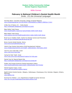 Dental Hygiene Department Kids Corner Links