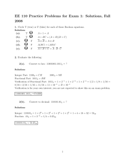 Solutions to Practice Problems for Exam 1