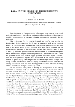 DATA ON THE DRYING OF THERMOSENSITIVE SUBSTANCES
